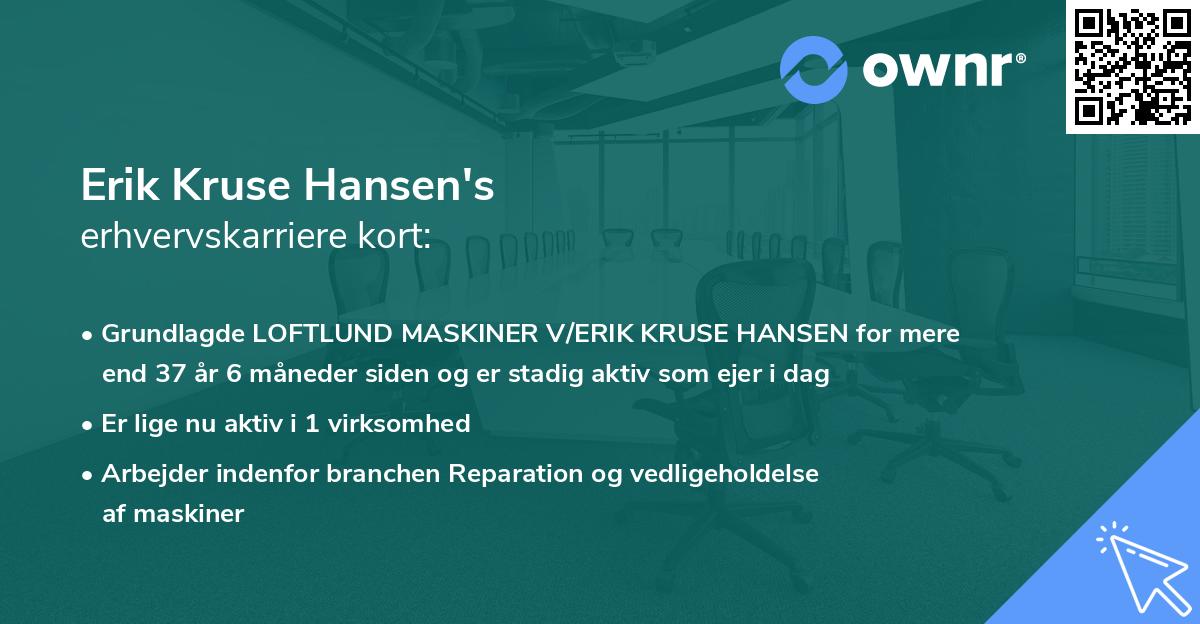 Erik Kruse Hansen's erhvervskarriere kort