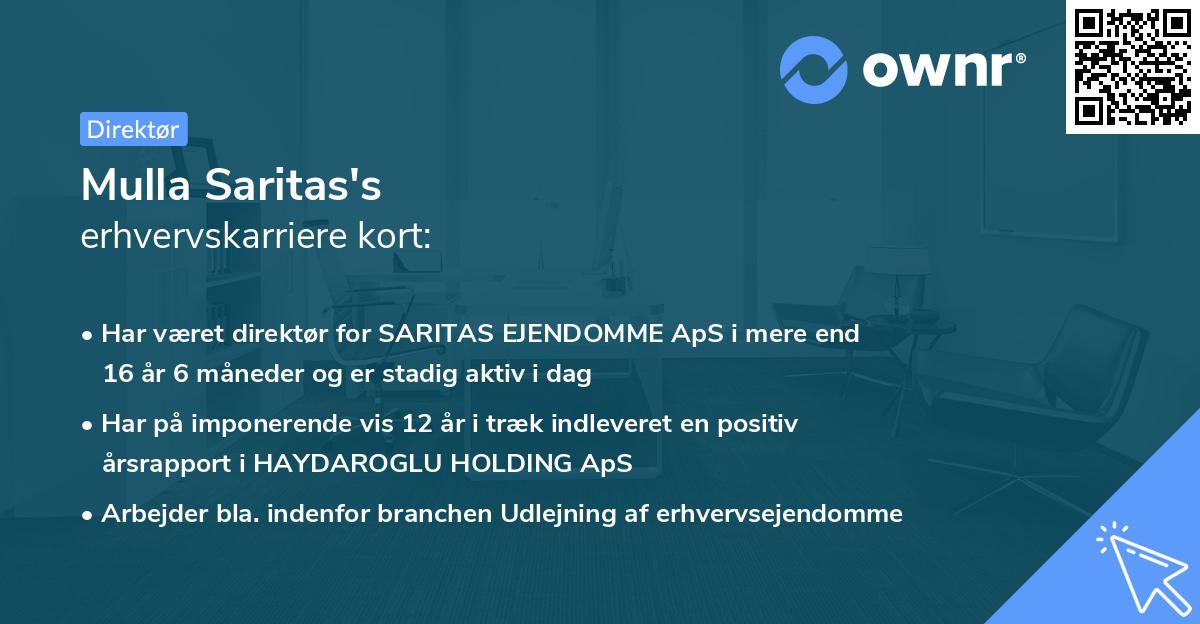 Mulla Saritas's erhvervskarriere kort