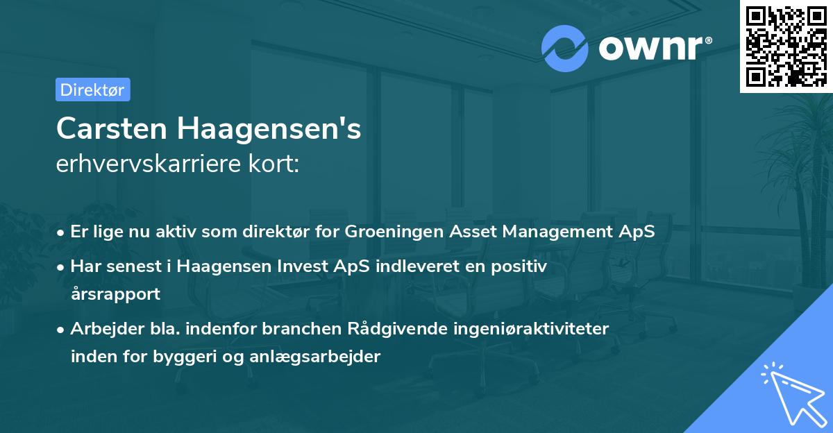 Carsten Haagensen's erhvervskarriere kort