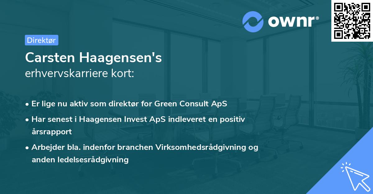 Carsten Haagensen's erhvervskarriere kort