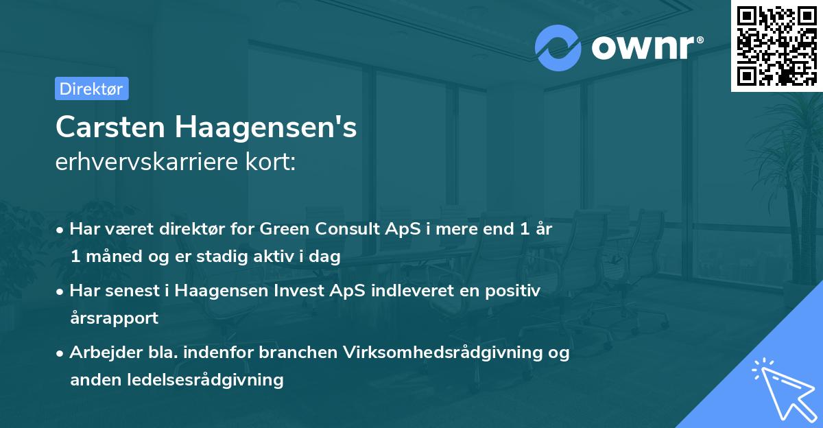 Carsten Haagensen's erhvervskarriere kort