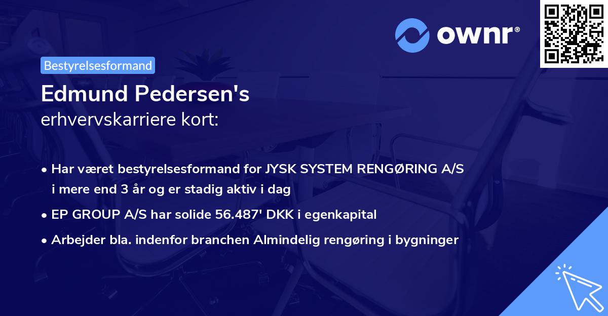 Edmund Pedersen's erhvervskarriere kort