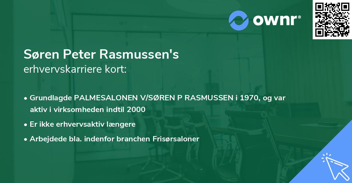 Søren Peter Rasmussen's erhvervskarriere kort