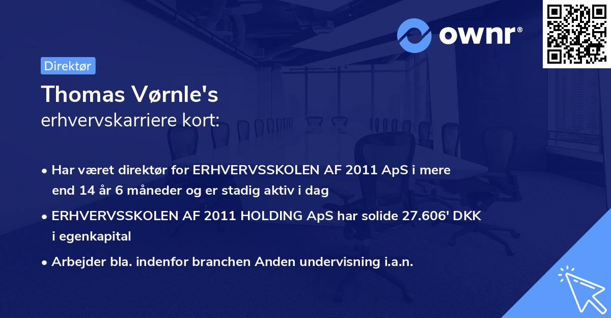 Thomas Vørnle's erhvervskarriere kort