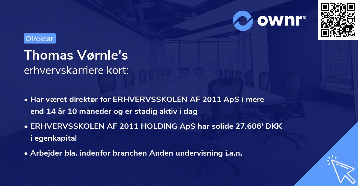 Thomas Vørnle's erhvervskarriere kort