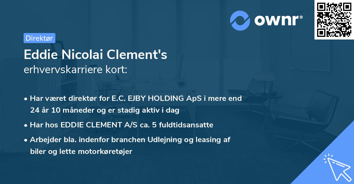 Eddie Nicolai Clement's erhvervskarriere kort