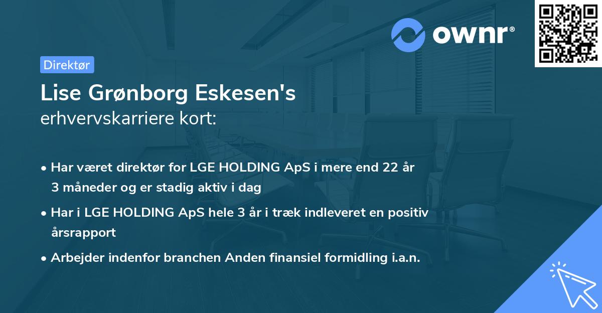 Lise Grønborg Eskesen's erhvervskarriere kort