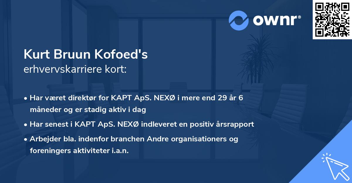 Kurt Bruun Kofoed's erhvervskarriere kort