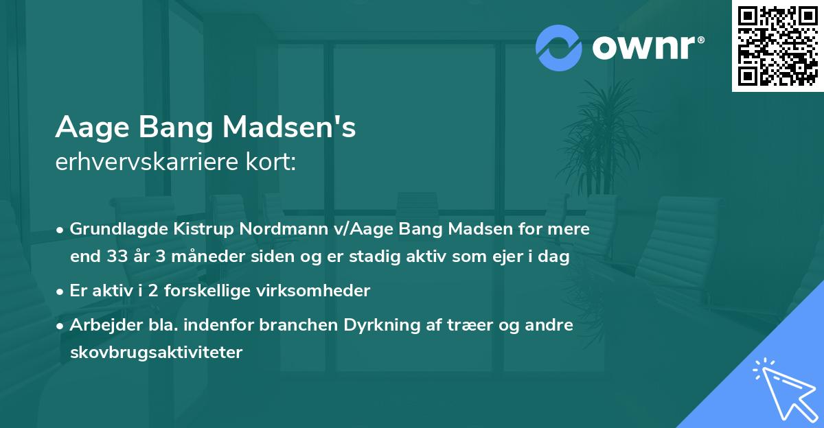 Aage Bang Madsen's erhvervskarriere kort