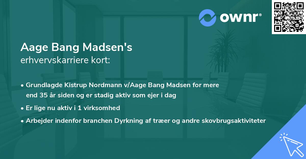 Aage Bang Madsen's erhvervskarriere kort