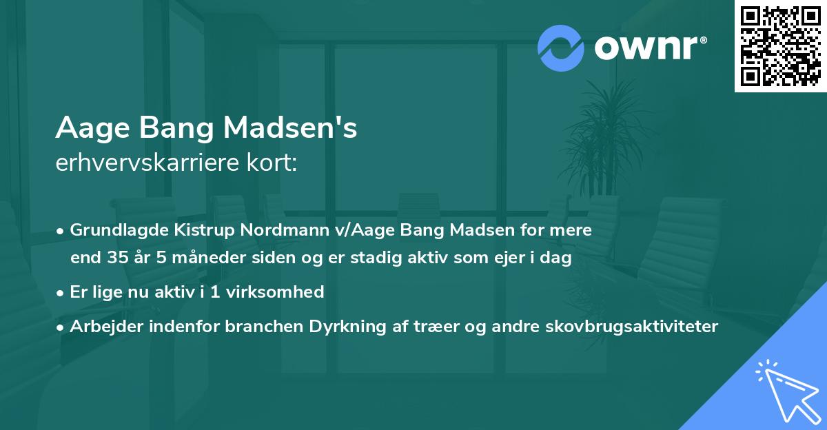 Aage Bang Madsen's erhvervskarriere kort