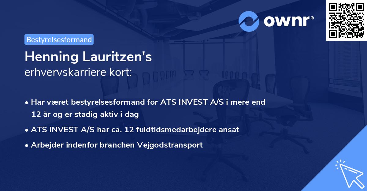 Henning Lauritzen's erhvervskarriere kort