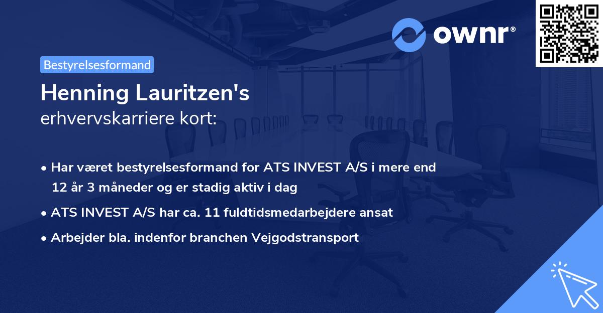 Henning Lauritzen's erhvervskarriere kort