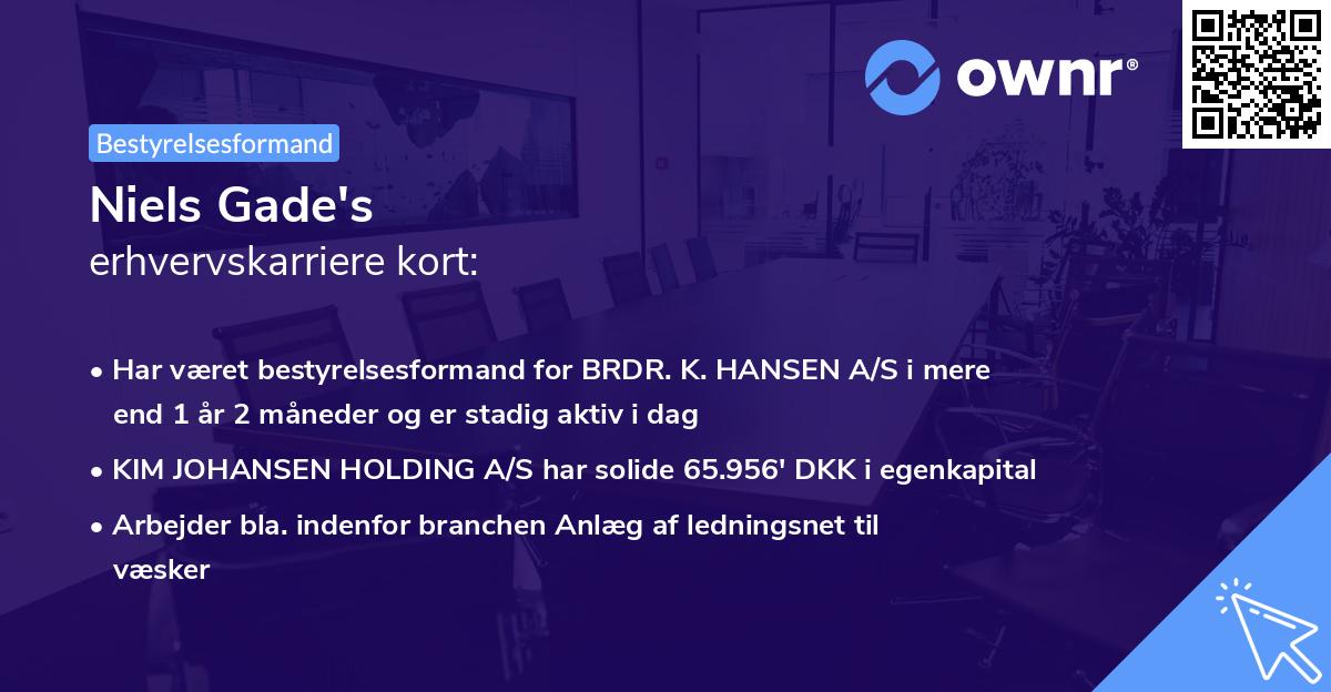 Niels Gade's erhvervskarriere kort