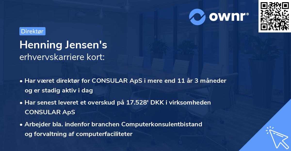 Henning Jensen's erhvervskarriere kort