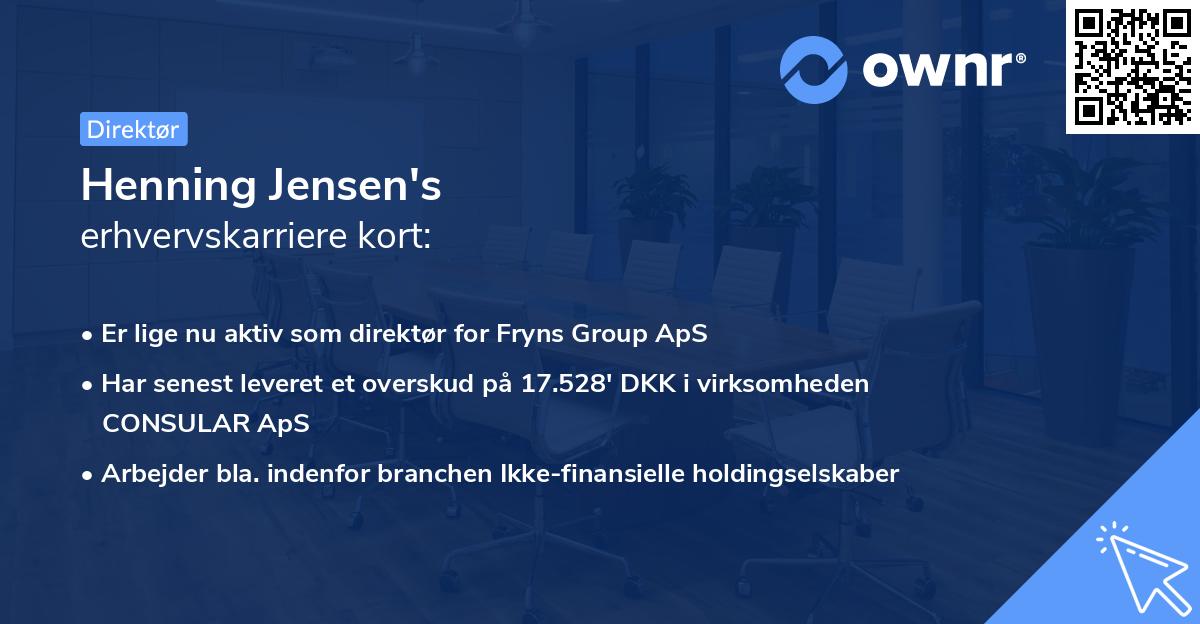 Henning Jensen's erhvervskarriere kort
