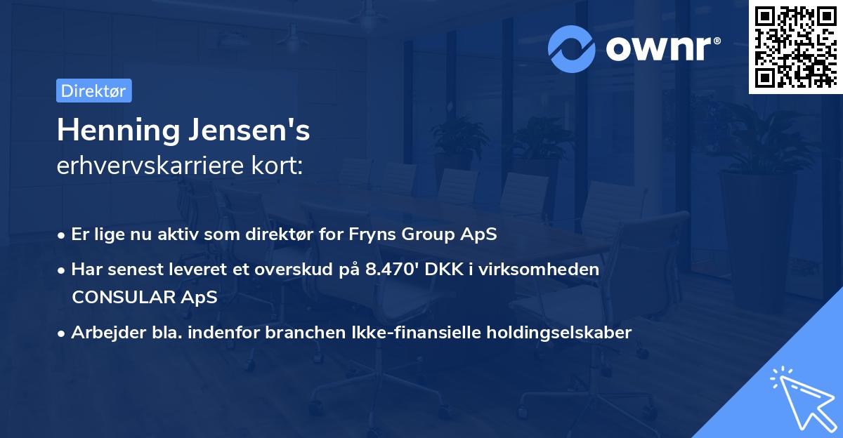 Henning Jensen's erhvervskarriere kort