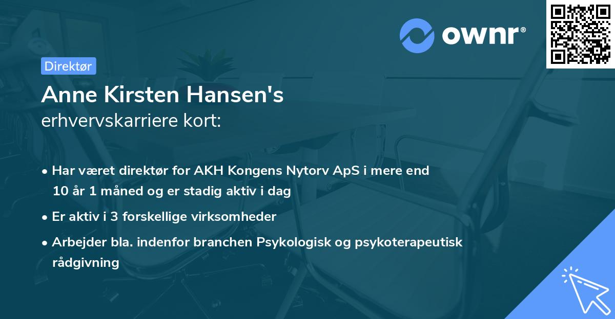 Anne Kirsten Hansen's erhvervskarriere kort