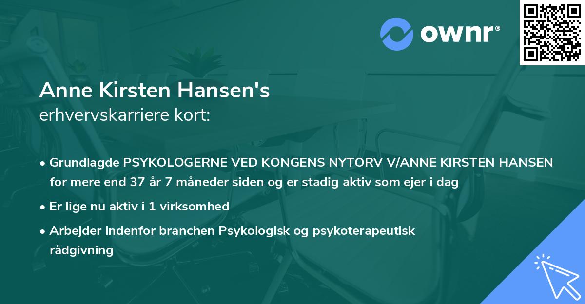 Anne Kirsten Hansen's erhvervskarriere kort
