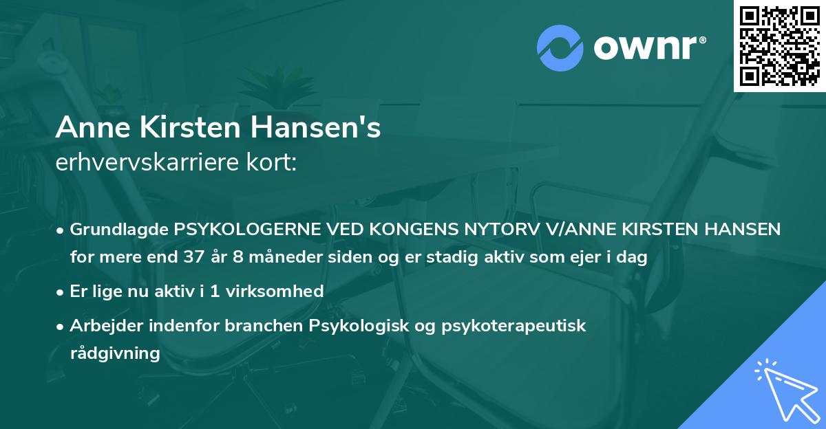 Anne Kirsten Hansen's erhvervskarriere kort