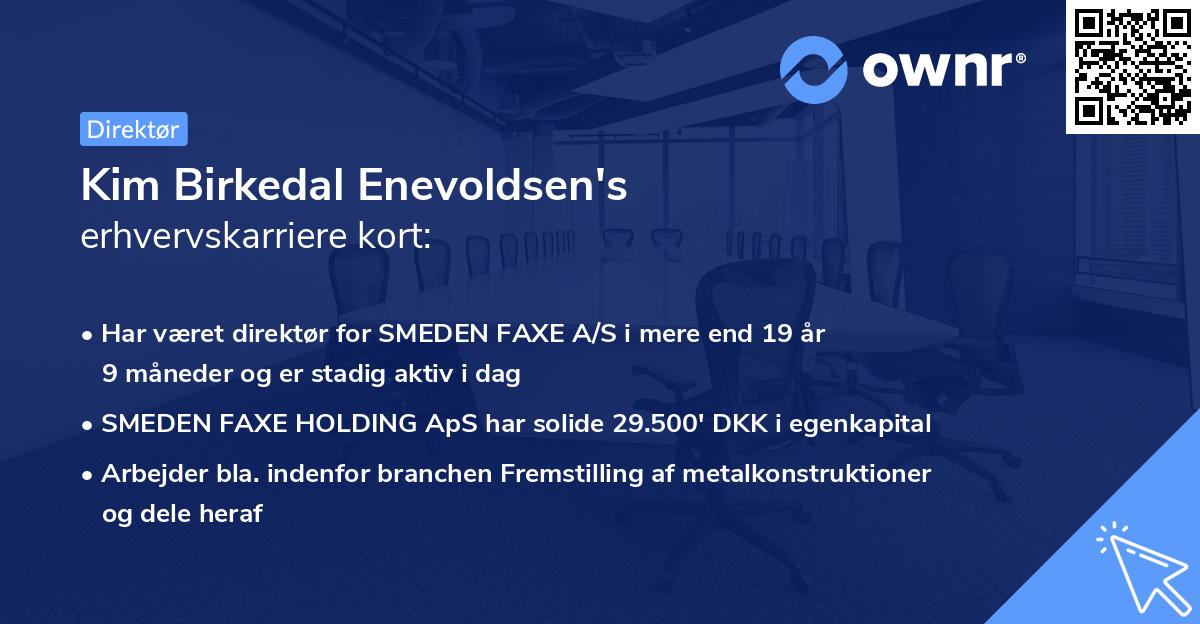 Kim Birkedal Enevoldsen's erhvervskarriere kort