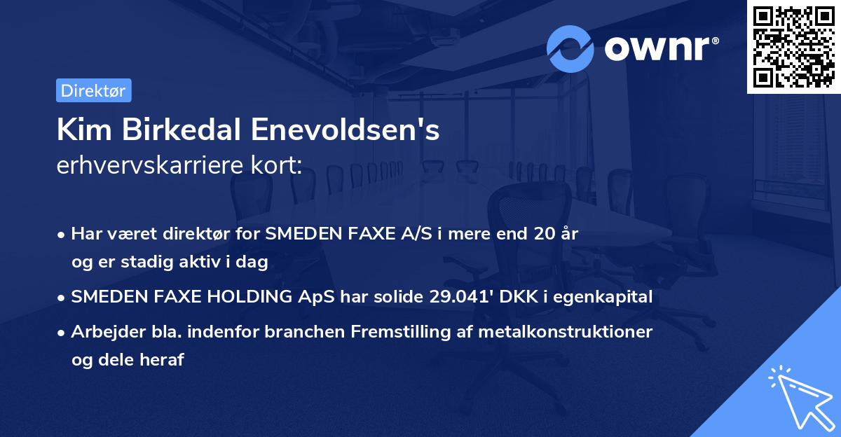 Kim Birkedal Enevoldsen's erhvervskarriere kort