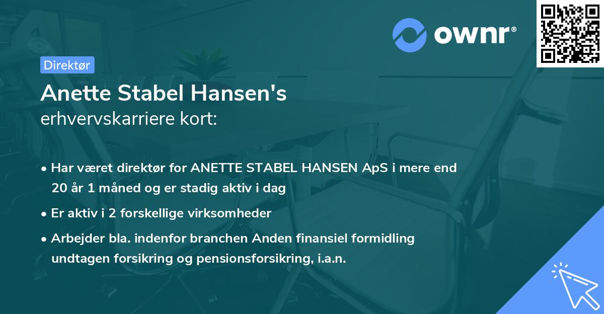 Anette Stabel Hansen's erhvervskarriere kort