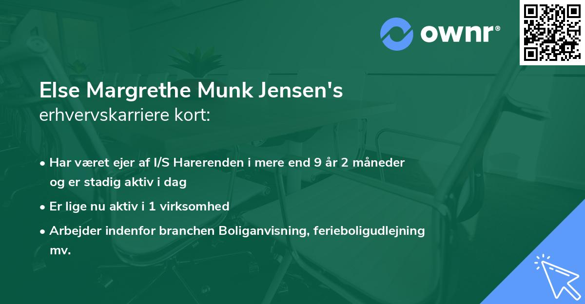Else Margrethe Munk Jensen's erhvervskarriere kort