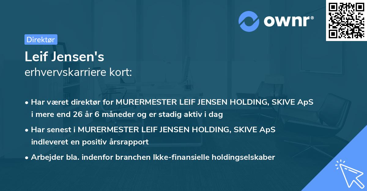 Leif Jensen's erhvervskarriere kort