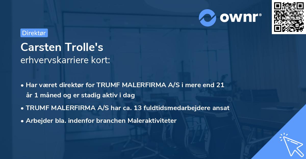 Carsten Trolle's erhvervskarriere kort