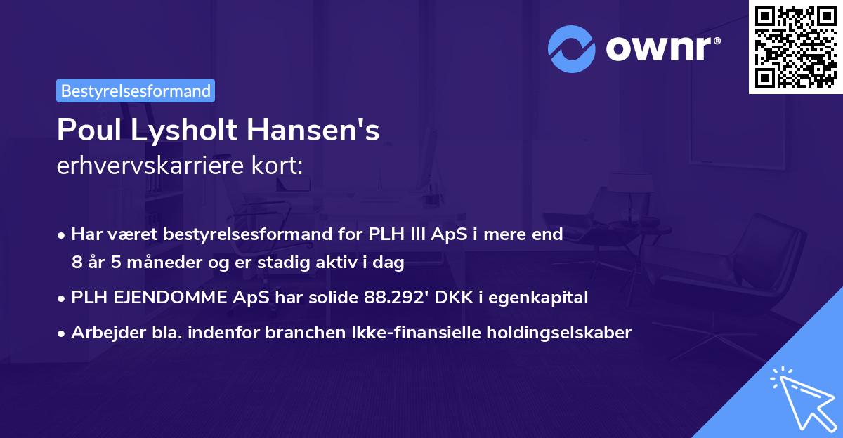 Poul Lysholt Hansen's erhvervskarriere kort