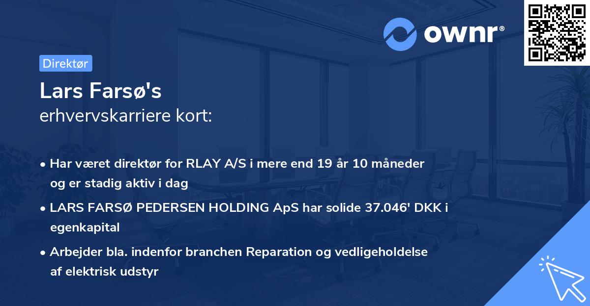 Lars Farsø's erhvervskarriere kort