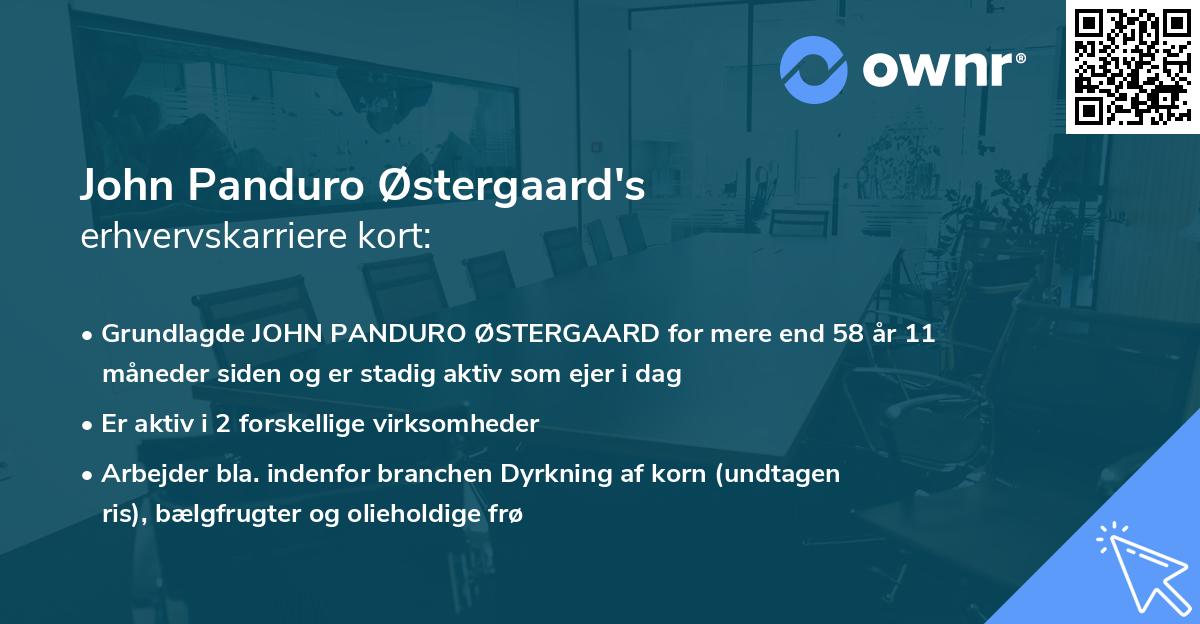 John Panduro Østergaard's erhvervskarriere kort