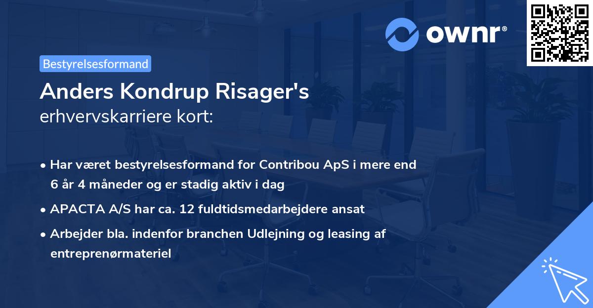 Anders Kondrup Risager's erhvervskarriere kort