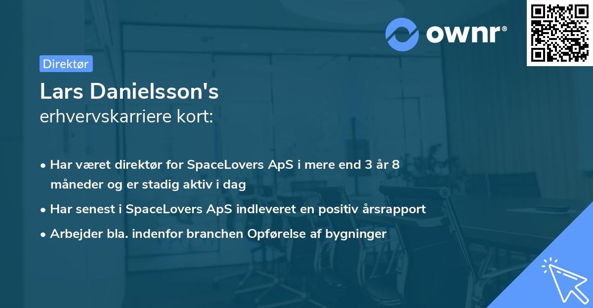 Lars Danielsson's erhvervskarriere kort