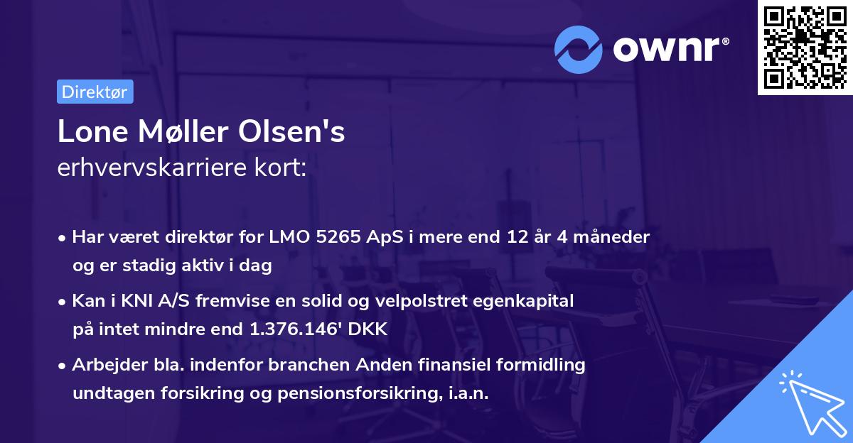 Lone Møller Olsen's erhvervskarriere kort