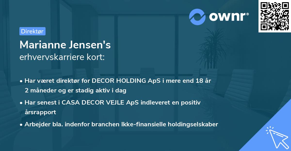 Marianne Jensen's erhvervskarriere kort