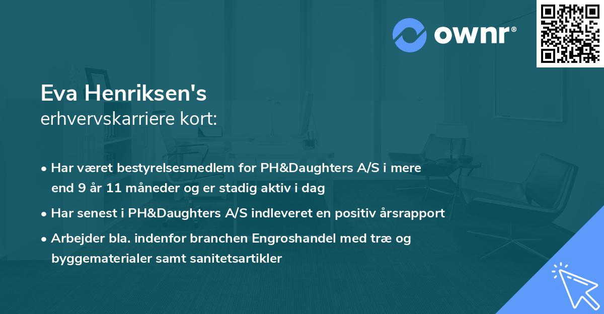 Eva Henriksen's erhvervskarriere kort