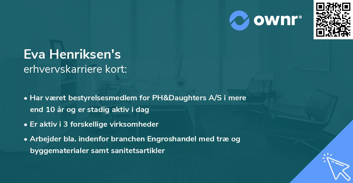 Eva Henriksen's erhvervskarriere kort