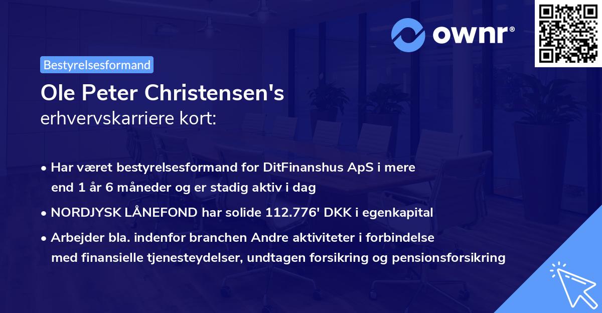 Ole Peter Christensen's erhvervskarriere kort