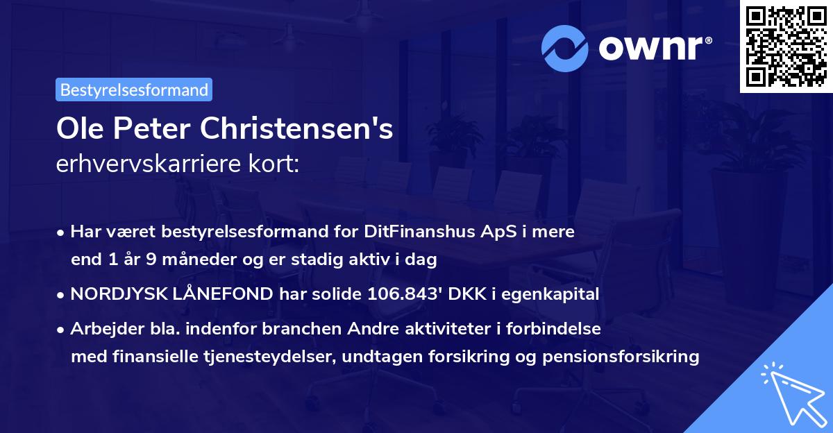 Ole Peter Christensen's erhvervskarriere kort