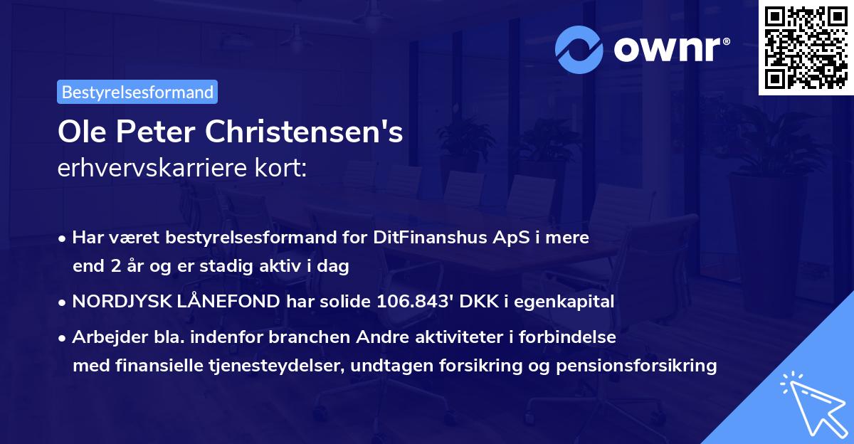 Ole Peter Christensen's erhvervskarriere kort