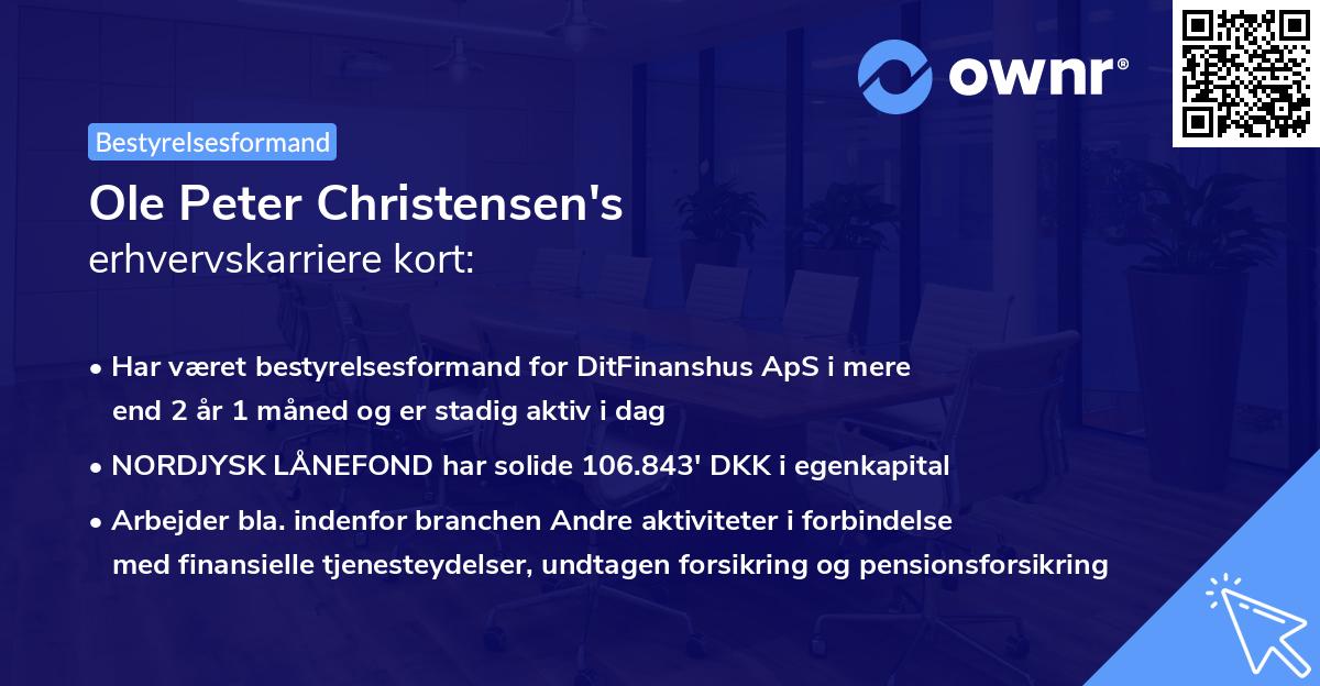 Ole Peter Christensen's erhvervskarriere kort