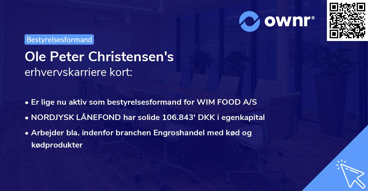 Ole Peter Christensen's erhvervskarriere kort