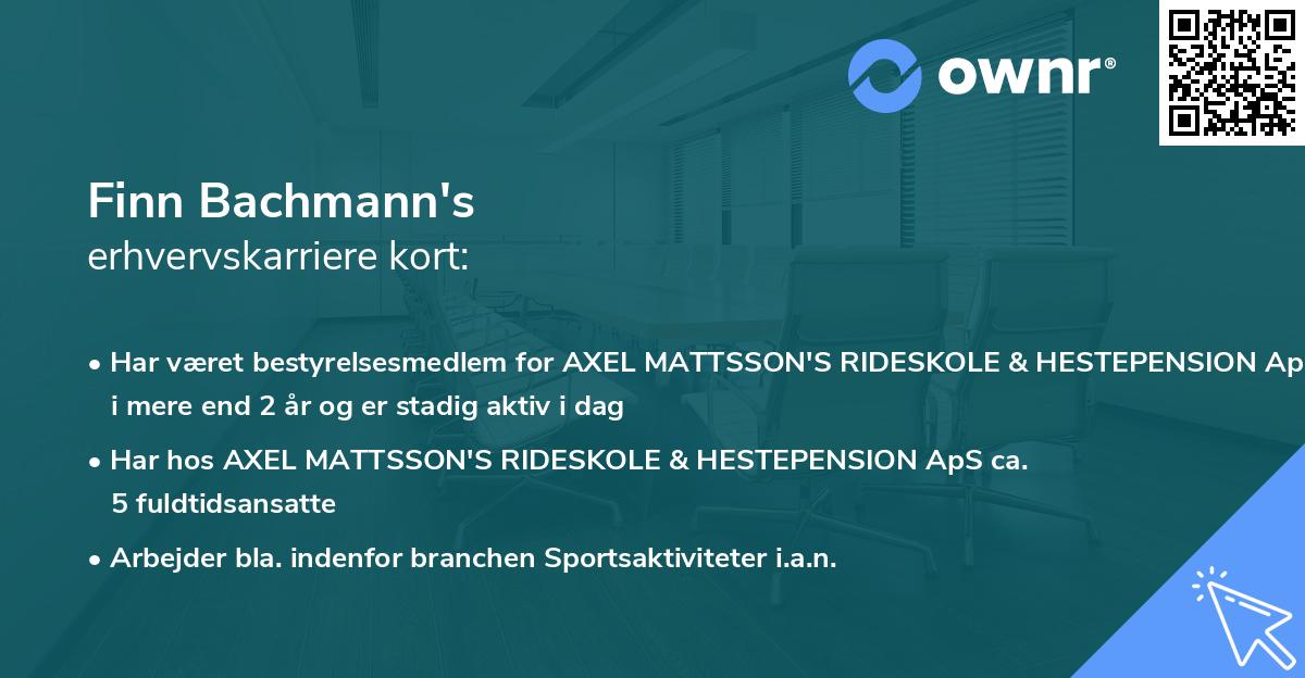 Finn Bachmann's erhvervskarriere kort