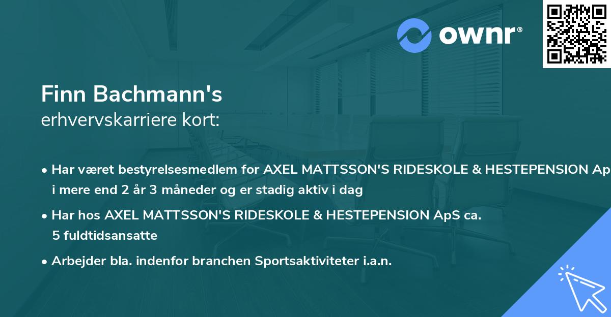 Finn Bachmann's erhvervskarriere kort