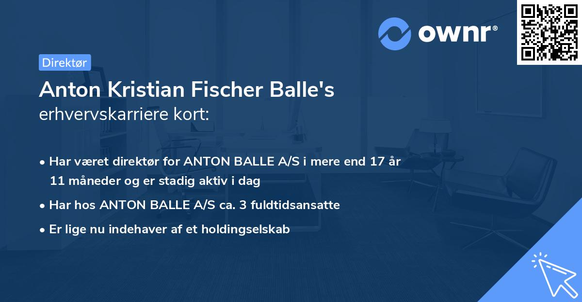 Anton Kristian Fischer Balle's erhvervskarriere kort