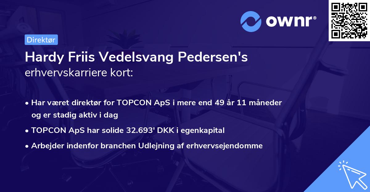 Hardy Friis Vedelsvang Pedersen's erhvervskarriere kort
