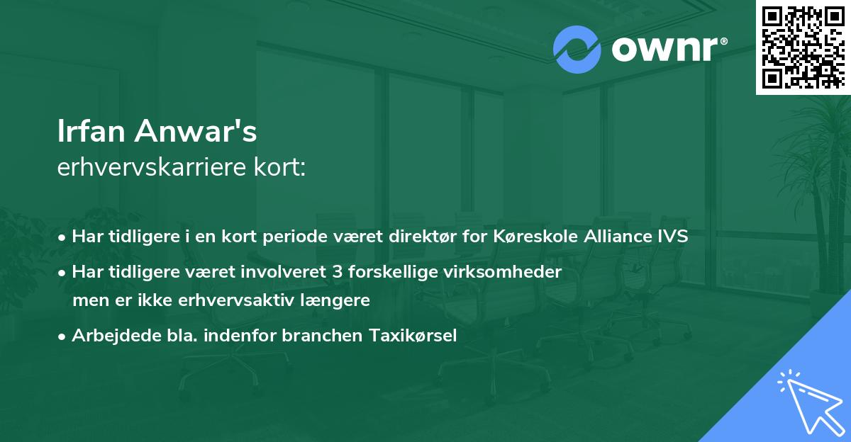 Irfan Anwar's erhvervskarriere kort
