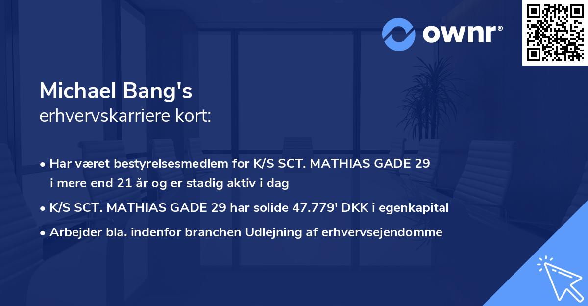 Michael Bang's erhvervskarriere kort